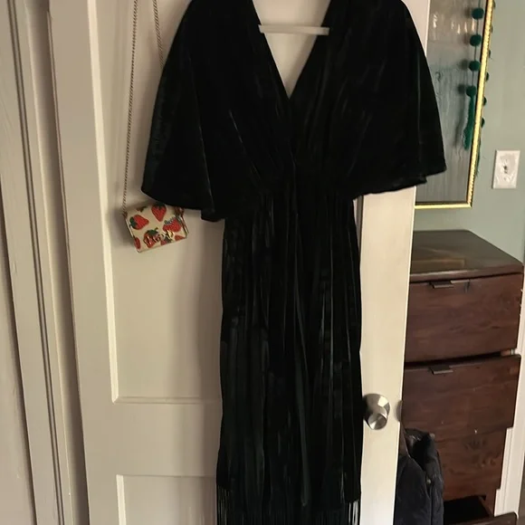 Anthropologie Green Tiered Wrap Gown - Picture 4 of 5